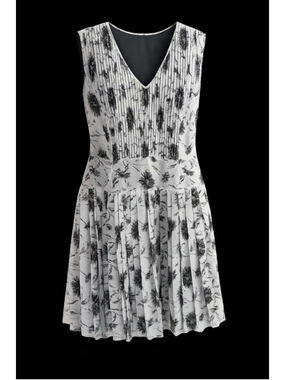 Halogen Black & White Pleated Floral Sleeveless Dress Plus Size 24W